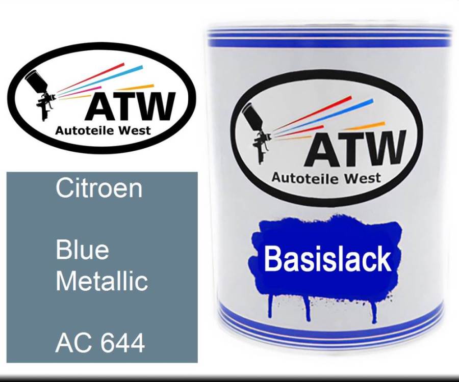 Citroen, Blue Metallic, AC 644: 1L Lackdose, von ATW Autoteile West.